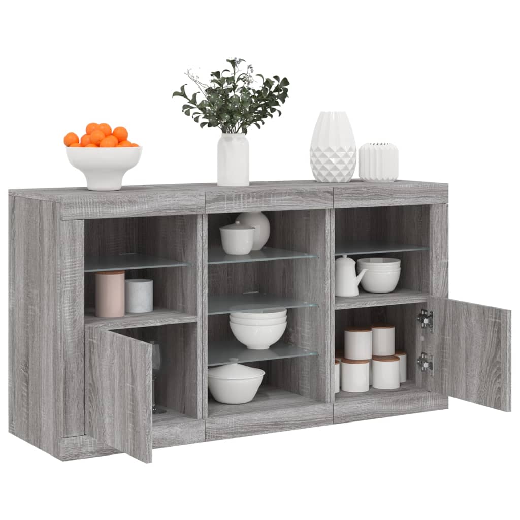 Sideboard With Led Lights 123X37X67 Cm