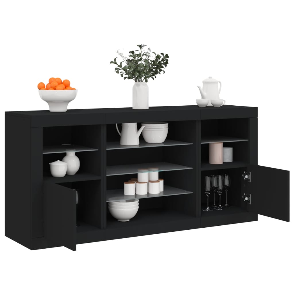 Sideboard With Led Lights 142.5X37X67 Cm