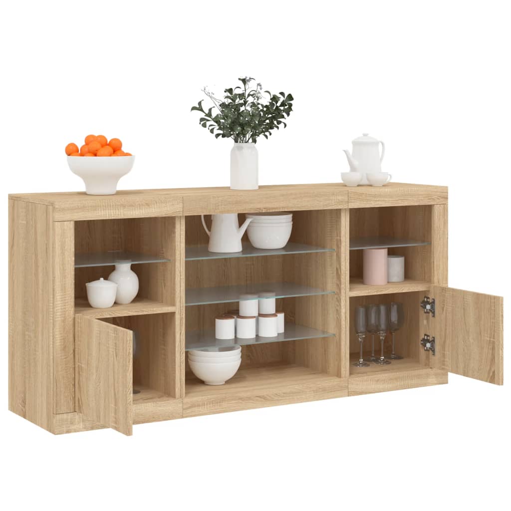 Sideboard With Led Lights 142.5X37X67 Cm