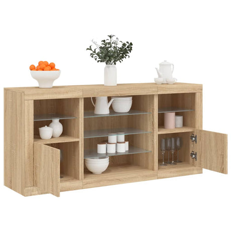 Sideboard With Led Lights 142.5X37X67 Cm
