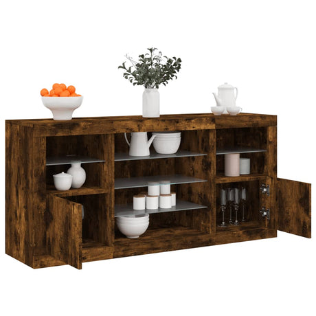 Sideboard With Led Lights 142.5X37X67 Cm