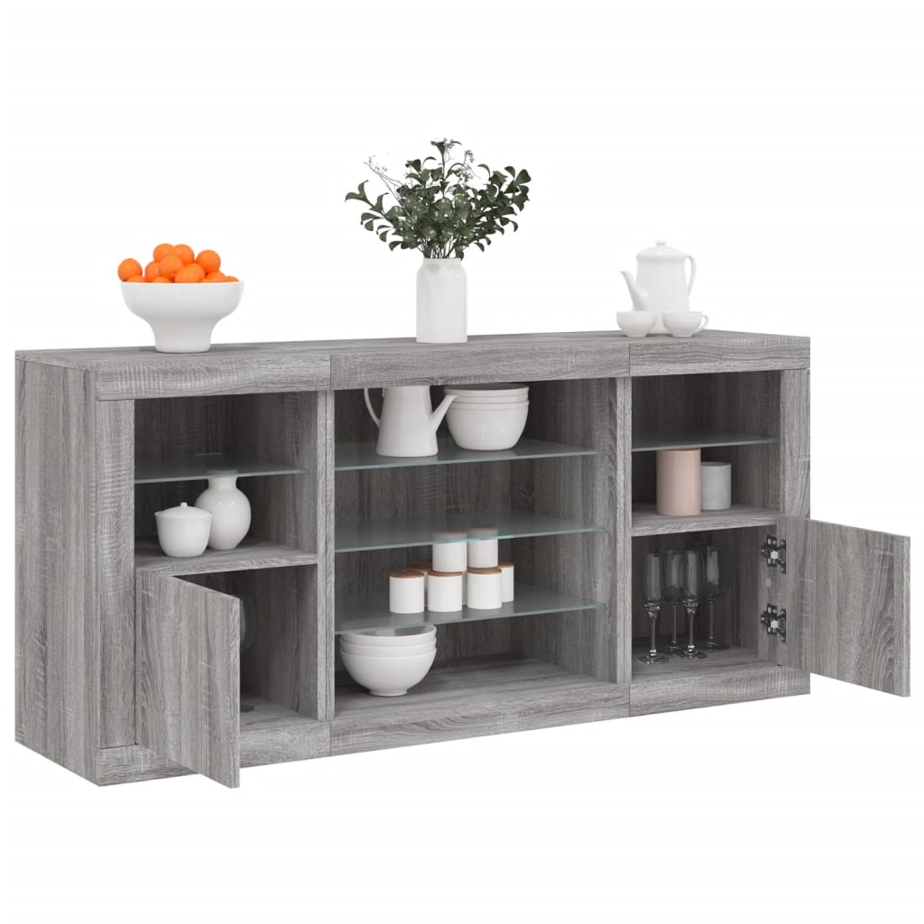Sideboard With Led Lights 142.5X37X67 Cm