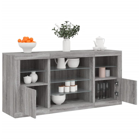 Sideboard With Led Lights 142.5X37X67 Cm