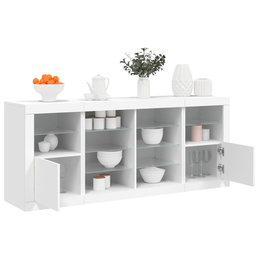 Sideboard With Led Lights 163X37X67 Cm