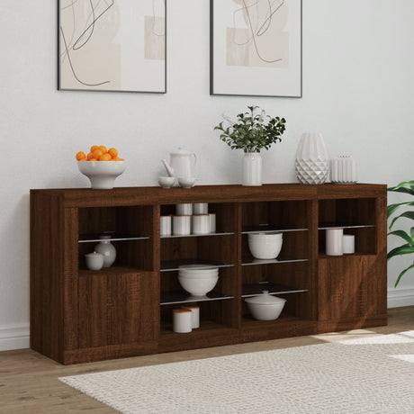Sideboard With Led Lights 163X37X67 Cm