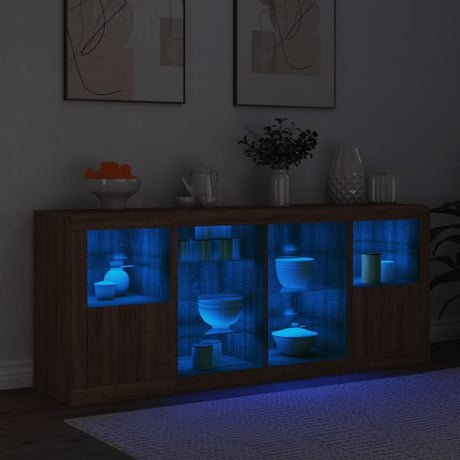 Sideboard With Led Lights 163X37X67 Cm