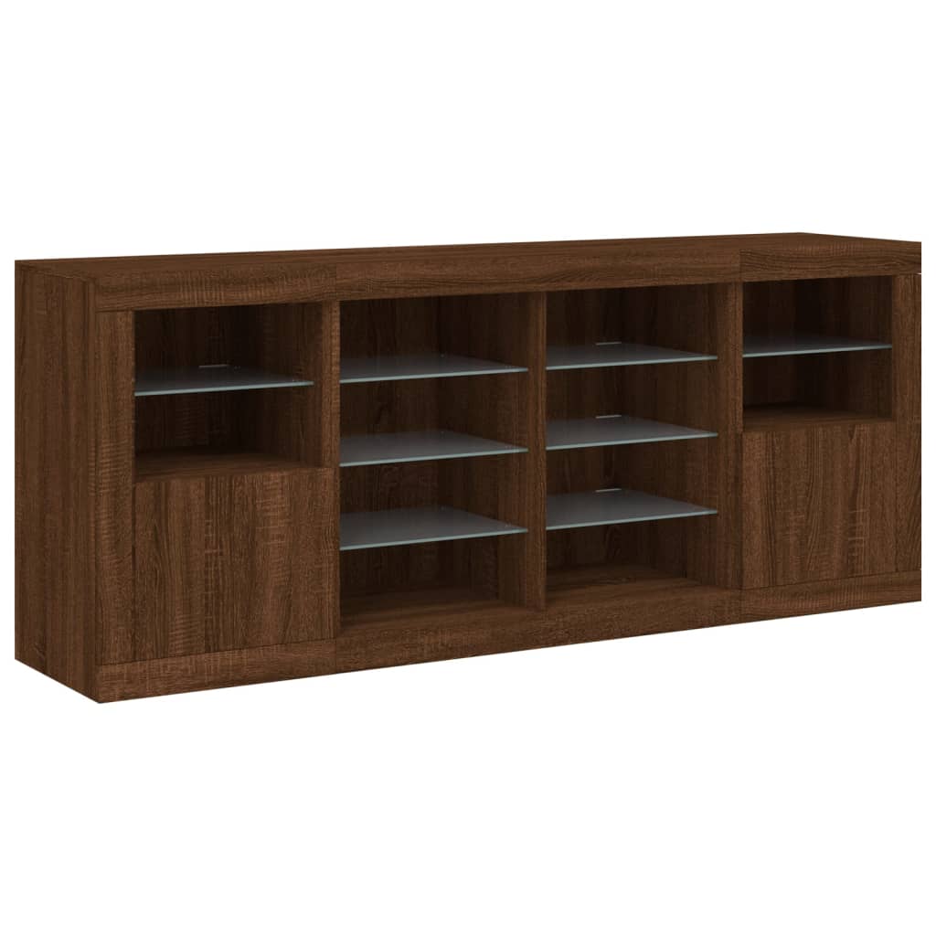 Sideboard With Led Lights 163X37X67 Cm