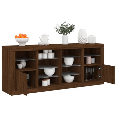 Sideboard With Led Lights 163X37X67 Cm