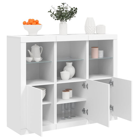 Sideboards With Led Lights 3 Pcs Engineered Wood