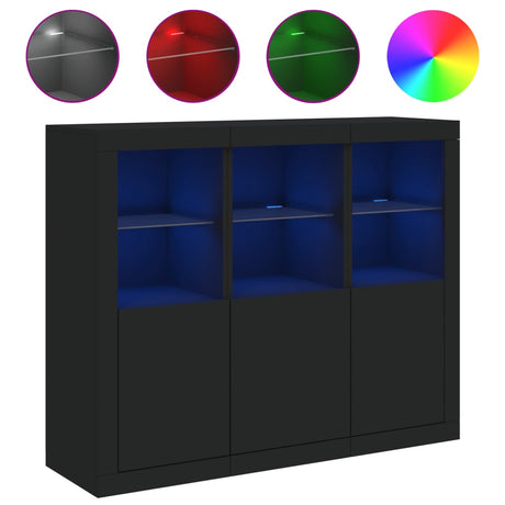 Sideboards With Led Lights 3 Pcs Engineered Wood