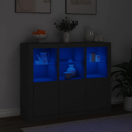Sideboards With Led Lights 3 Pcs Engineered Wood