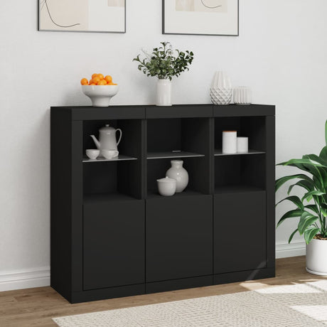 Sideboards With Led Lights 3 Pcs Engineered Wood