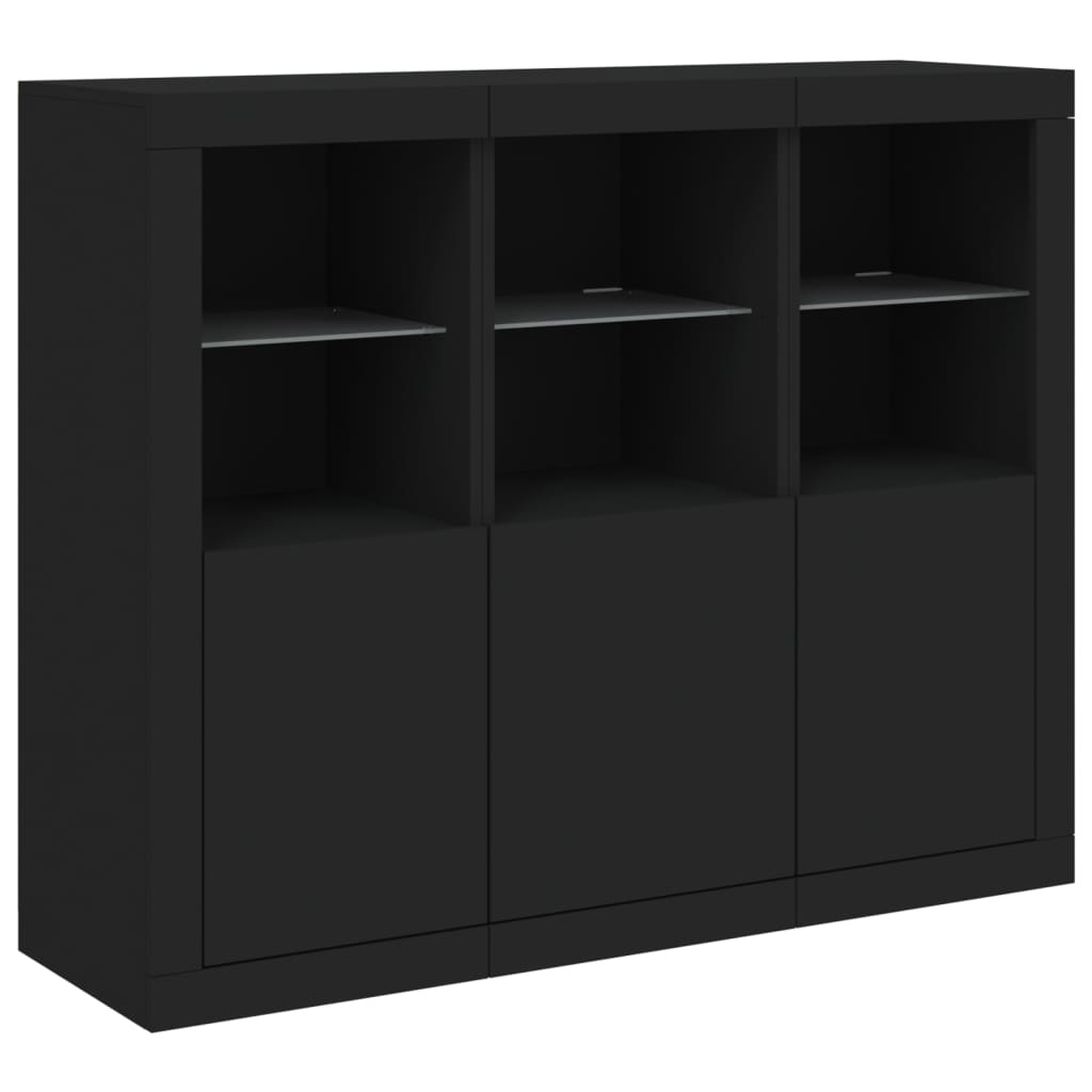 Sideboards With Led Lights 3 Pcs Engineered Wood