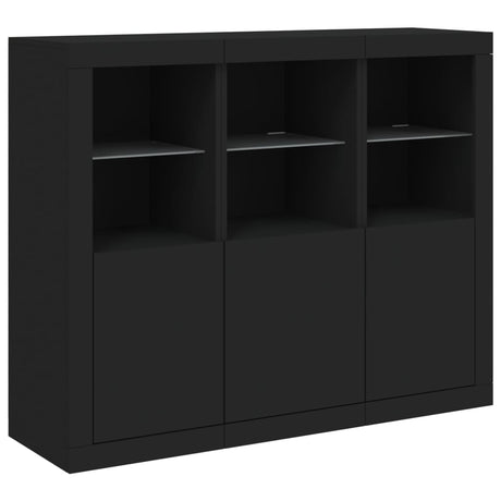 Sideboards With Led Lights 3 Pcs Engineered Wood