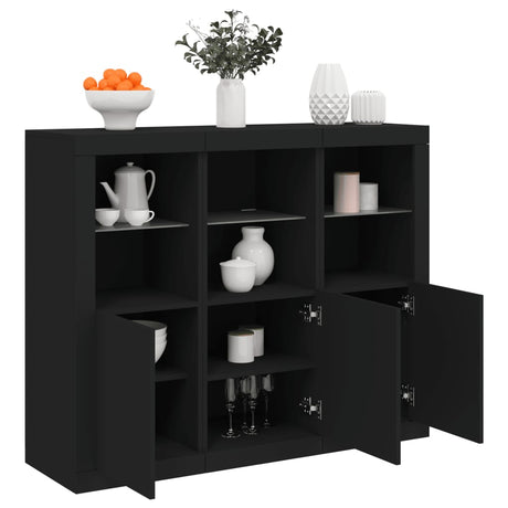 Sideboards With Led Lights 3 Pcs Engineered Wood