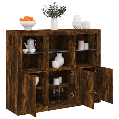 Sideboards With Led Lights 3 Pcs Engineered Wood