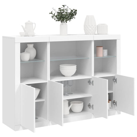 Sideboards With Led Lights 3 Pcs Engineered Wood