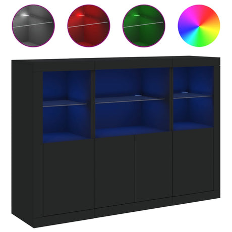Sideboards With Led Lights 3 Pcs Engineered Wood