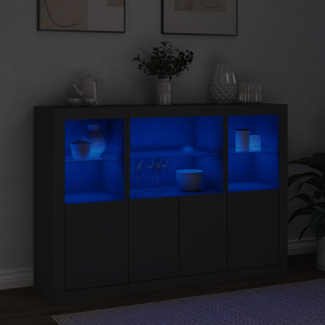 Sideboards With Led Lights 3 Pcs Engineered Wood