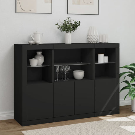 Sideboards With Led Lights 3 Pcs Engineered Wood