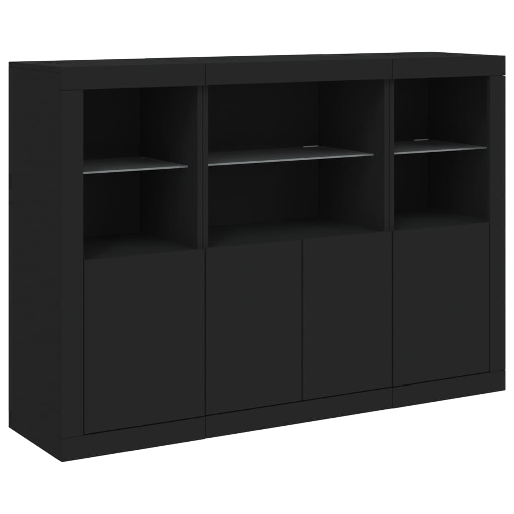 Sideboards With Led Lights 3 Pcs Engineered Wood