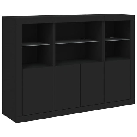 Sideboards With Led Lights 3 Pcs Engineered Wood