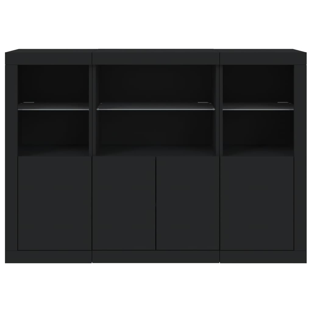 Sideboards With Led Lights 3 Pcs Engineered Wood