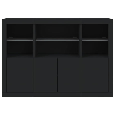 Sideboards With Led Lights 3 Pcs Engineered Wood