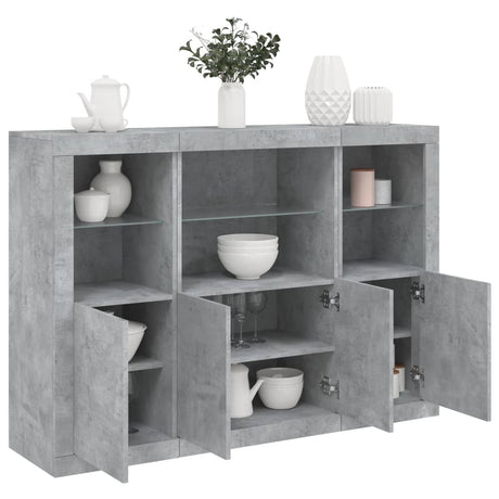 Sideboards With Led Lights 3 Pcs Engineered Wood