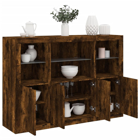 Sideboards With Led Lights 3 Pcs Engineered Wood