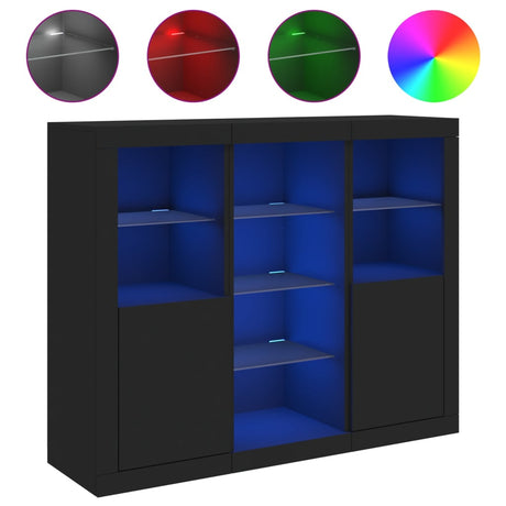 Sideboards With Led Lights 3 Pcs Engineered Wood