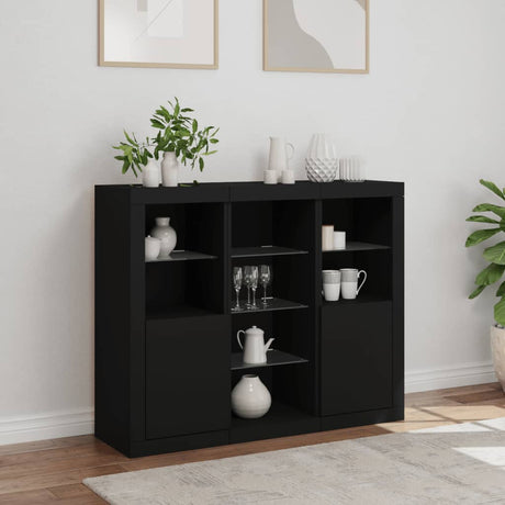 Sideboards With Led Lights 3 Pcs Engineered Wood