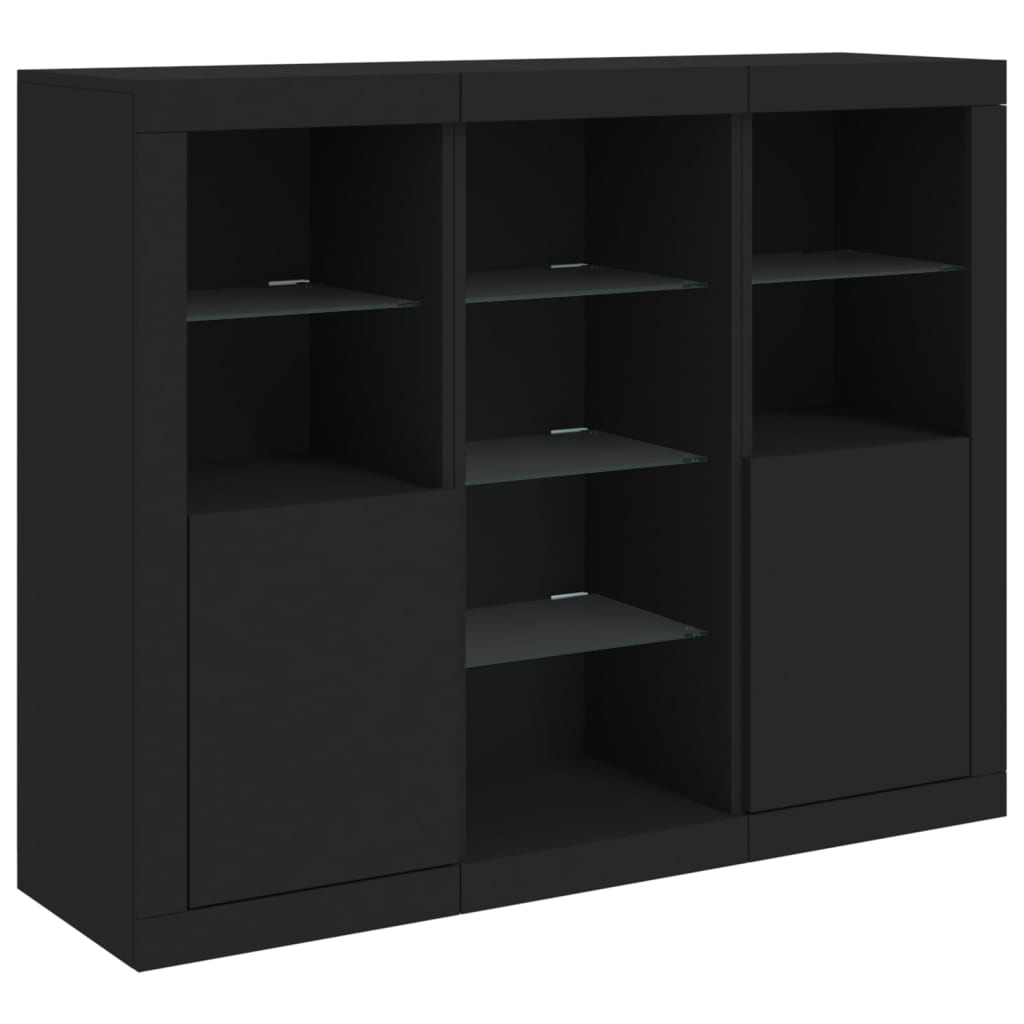 Sideboards With Led Lights 3 Pcs Engineered Wood