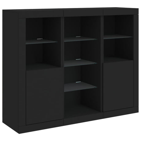 Sideboards With Led Lights 3 Pcs Engineered Wood