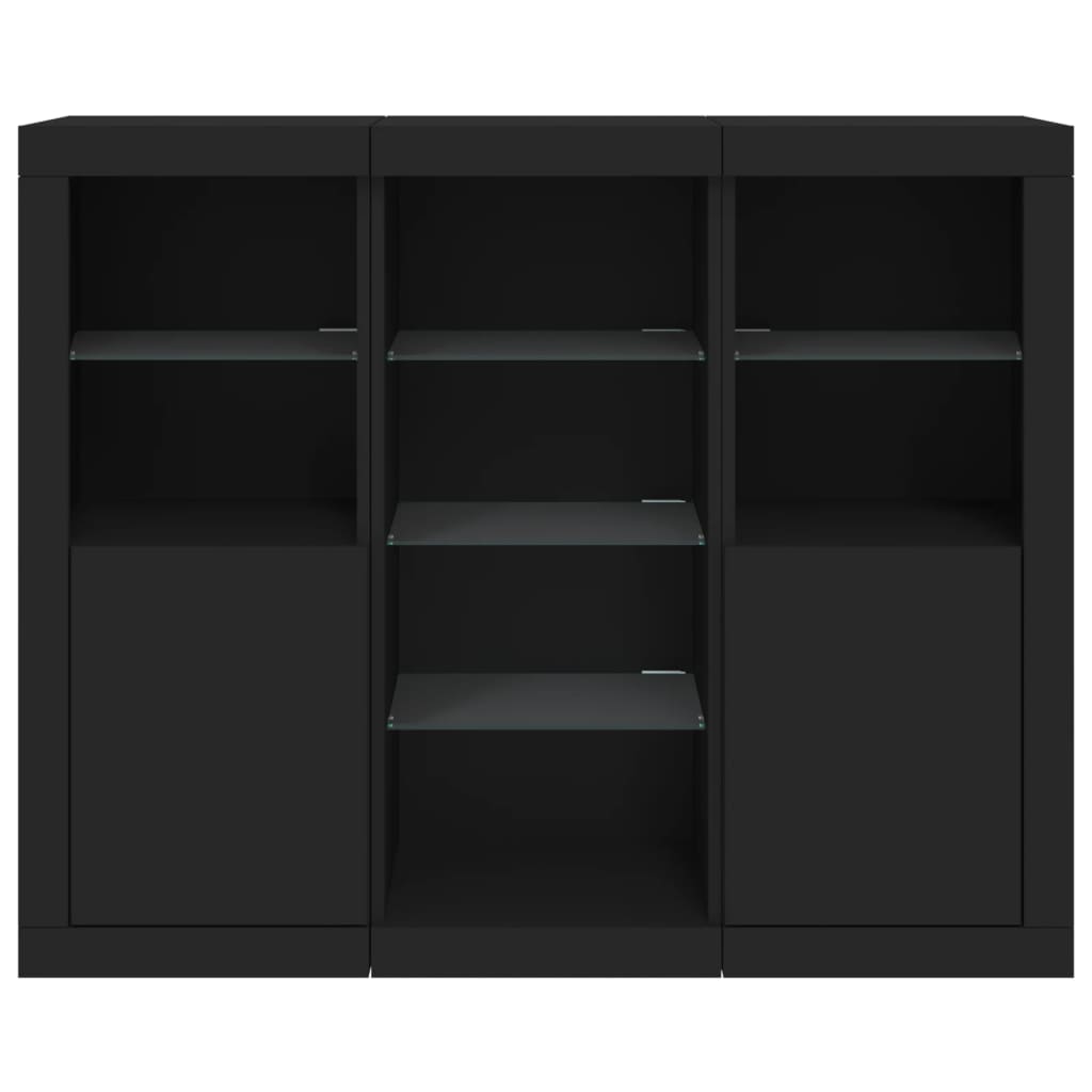 Sideboards With Led Lights 3 Pcs Engineered Wood