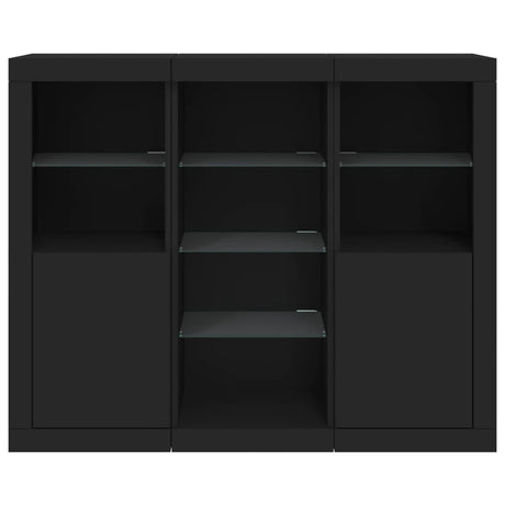Sideboards With Led Lights 3 Pcs Engineered Wood