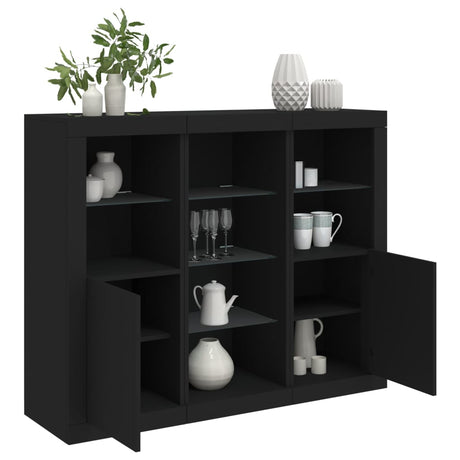 Sideboards With Led Lights 3 Pcs Engineered Wood