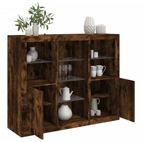 Sideboards With Led Lights 3 Pcs Engineered Wood