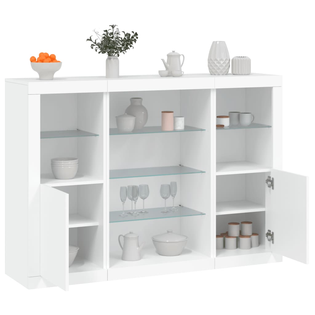 Sideboards With Led Lights 3 Pcs Engineered Wood
