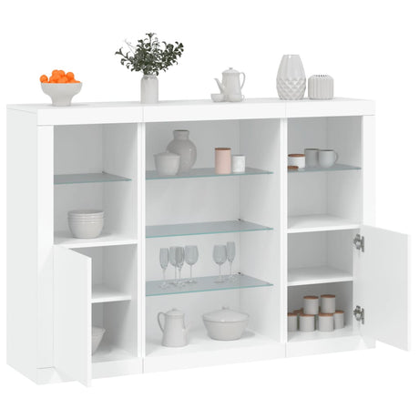 Sideboards With Led Lights 3 Pcs Engineered Wood