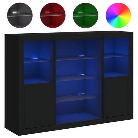 Sideboards With Led Lights 3 Pcs Engineered Wood
