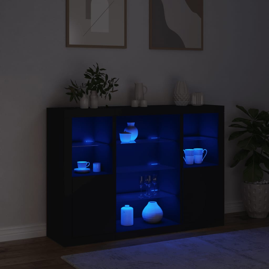 Sideboards With Led Lights 3 Pcs Engineered Wood
