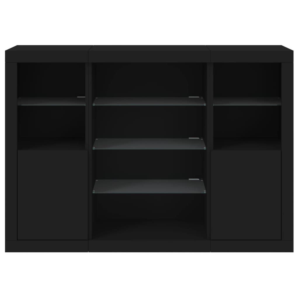 Sideboards With Led Lights 3 Pcs Engineered Wood