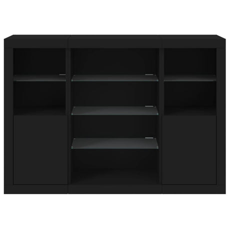 Sideboards With Led Lights 3 Pcs Engineered Wood