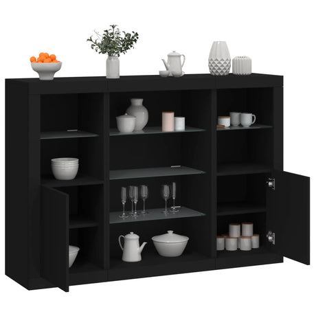 Sideboards With Led Lights 3 Pcs Engineered Wood