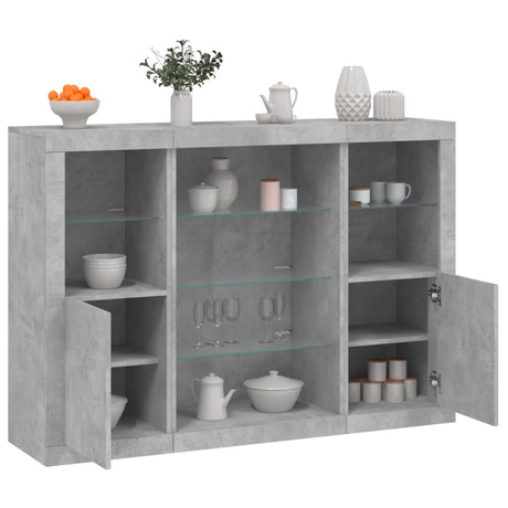 Sideboards With Led Lights 3 Pcs Engineered Wood