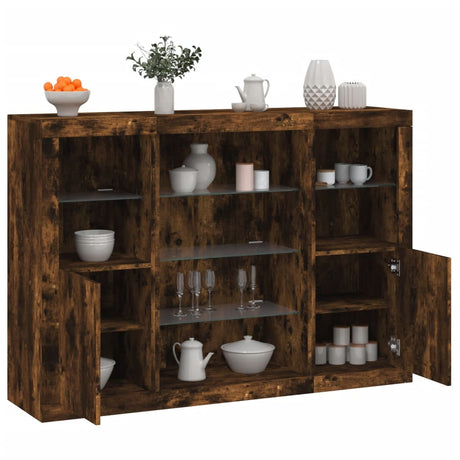 Sideboards With Led Lights 3 Pcs Engineered Wood