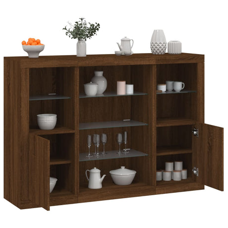 Sideboards With Led Lights 3 Pcs Engineered Wood