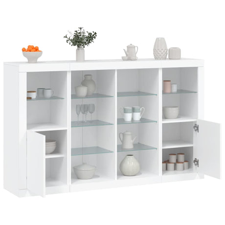 Sideboards With Led Lights 3 Pcs Engineered Wood