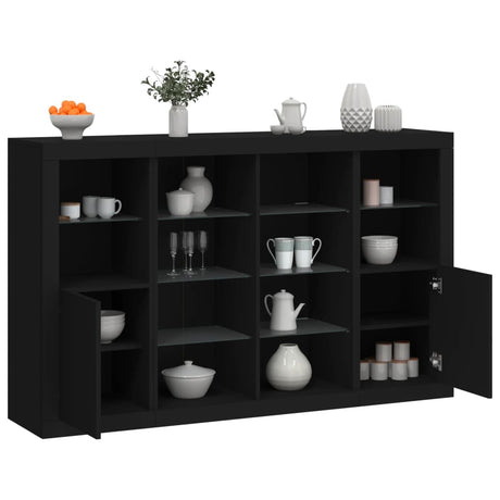 Sideboards With Led Lights 3 Pcs Engineered Wood